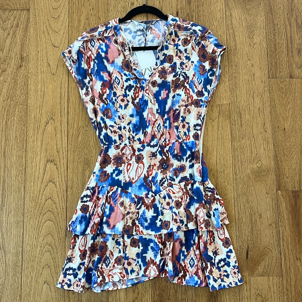 Nwt zara xs summer dress print short sleeve